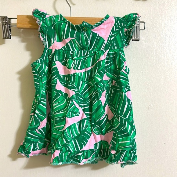 EUC Lilly Pulitzer Girls Palm Leaf 6-12 Month Ruffle Dress - Picture 2 of 3